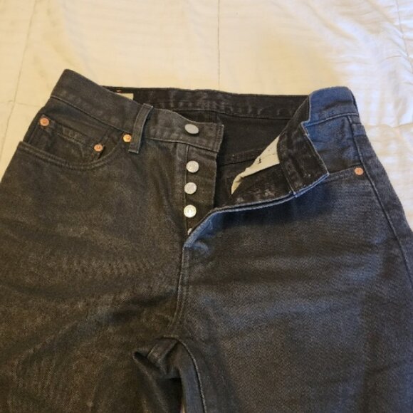 Black charcoal or black denim LEVI STRAUSS original  riveted men size W28 L30 - Picture 2 of 5